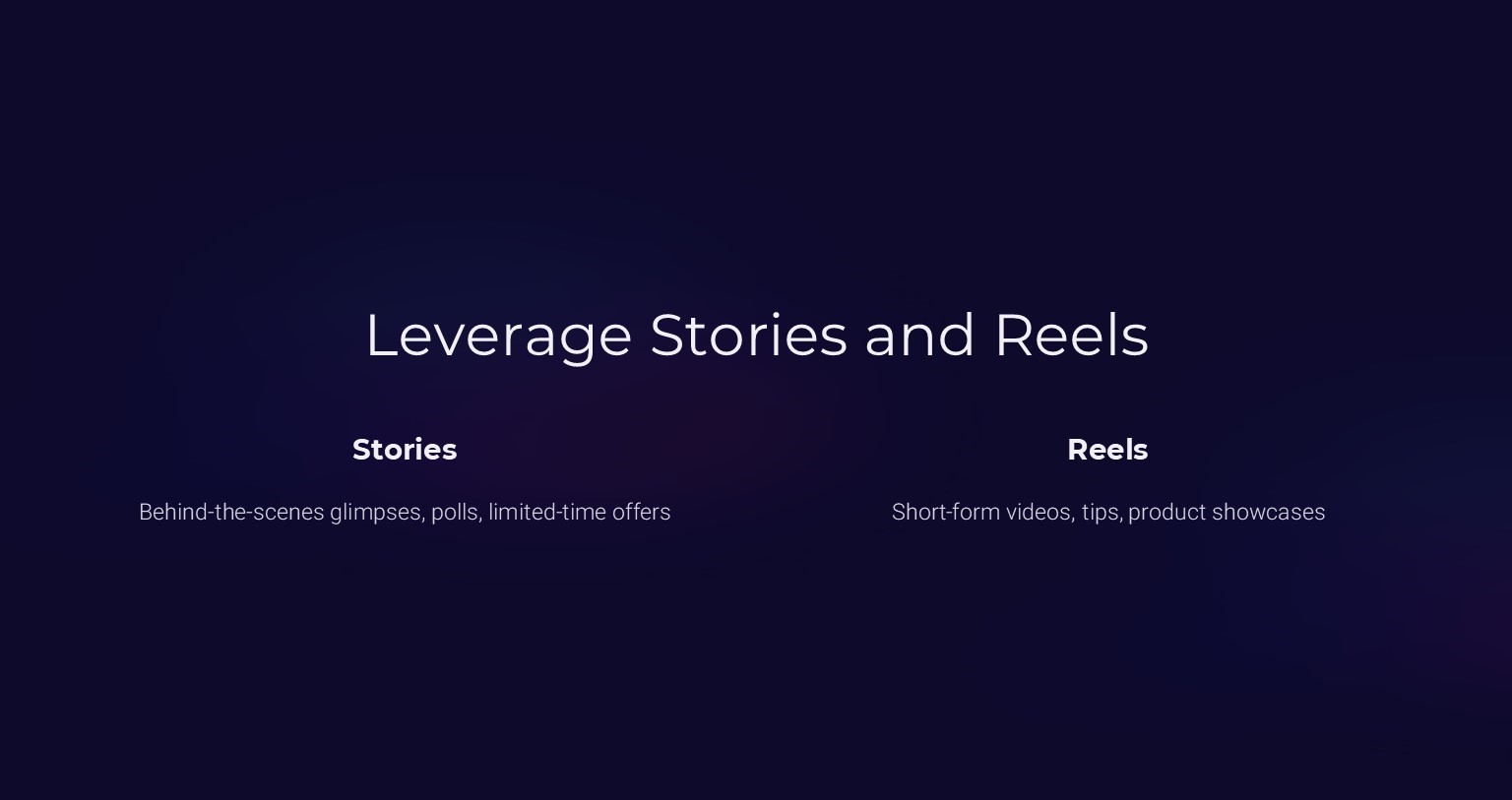 leverage stories and reels