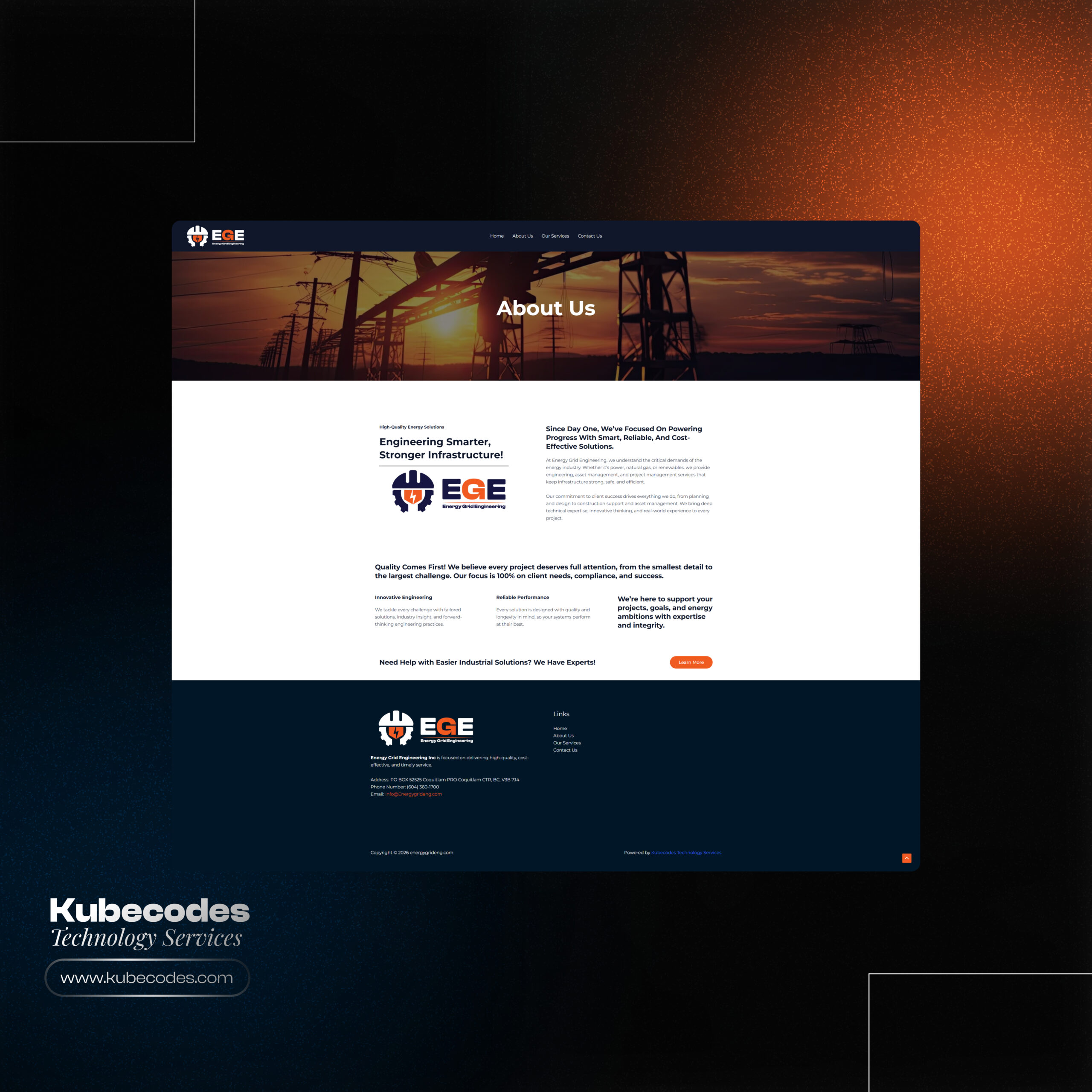 Energy Infrastructure Company WordPress Website Design